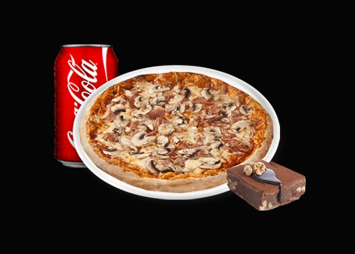 1 Pizza junior au choix<br>
+ 1 Dessert  au choix ou 1 magnum<br>
+ 1 Boisson 33cl au choix.