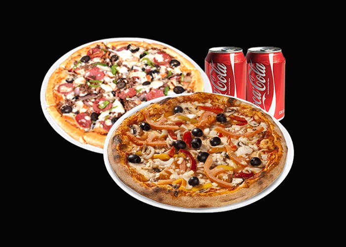 2 Pizzas junior au choix<br>
+ 2 Coca cola 33cl.